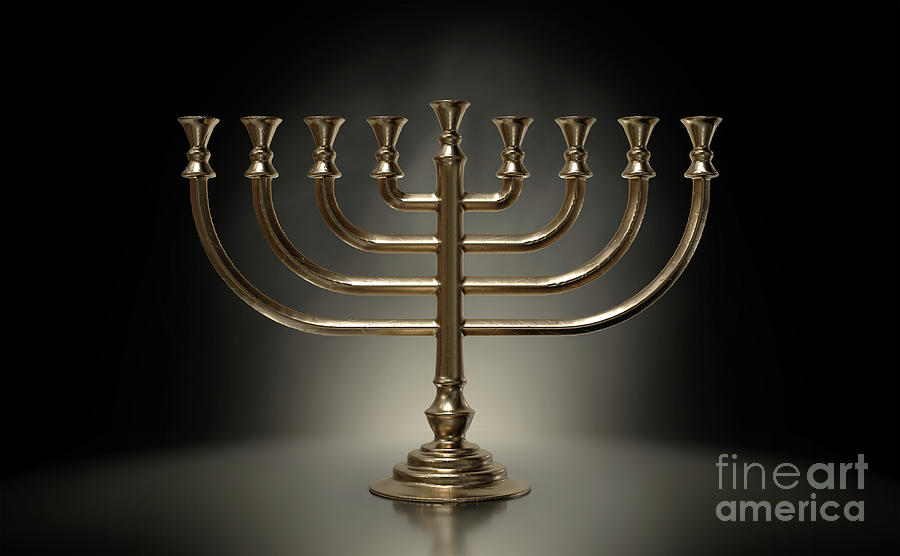 Hanukkah Digital Art - Menorah Casting by Allan Swart