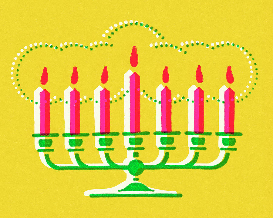 Hanukkah Drawing - Menorah by CSA Images
