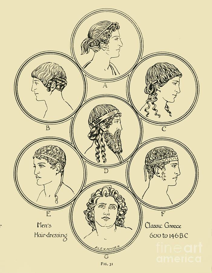 Mens Hair-dressing - Classic Greece 600 Drawing by Print Collector