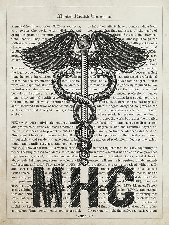 Mhc Digital Art - Mental Health Counselor Gift Idea With Caduceus Illustration 01 by Aged Pixel Mhc Digital Art - Mental Health Counselor Gift Idea With Caduceus Illustration 01 by Aged Pixel