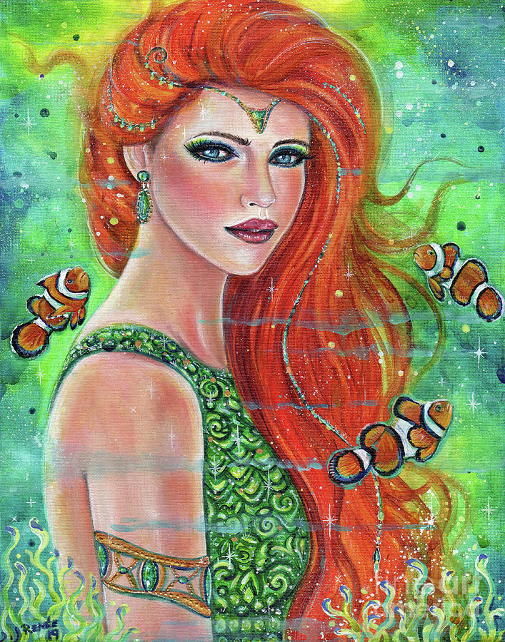 Mermaid Painting - Merana Mermaid by Renee Lavoie