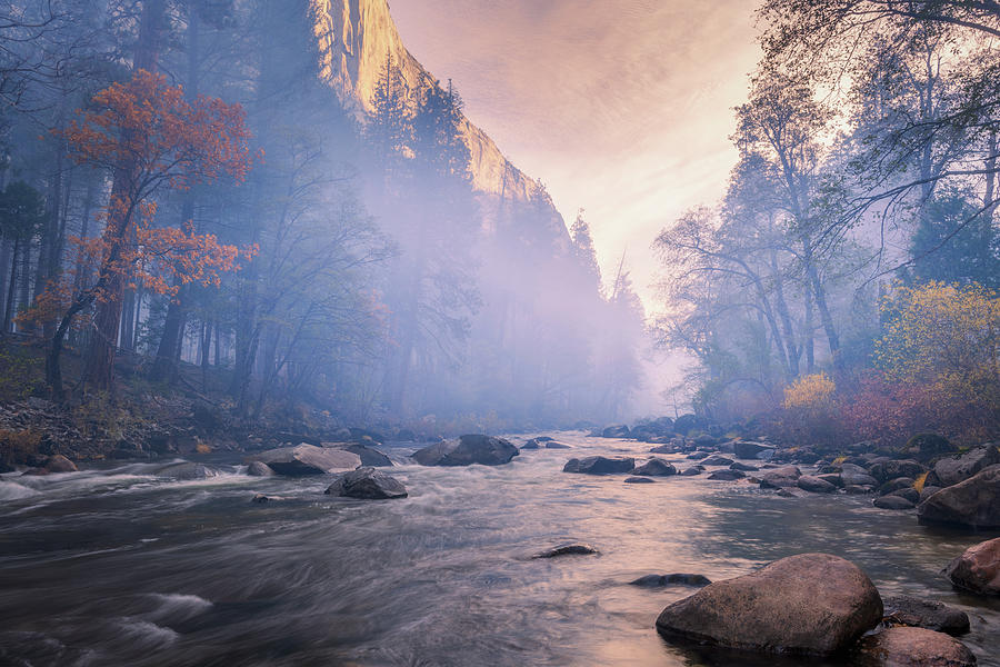 Merced River Fall Colors Photograph by Weilian