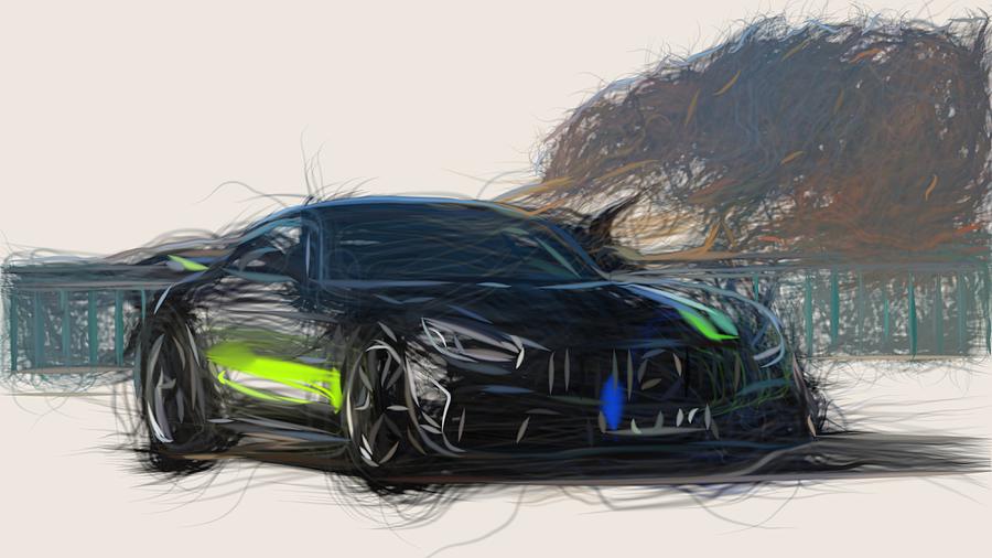 Mercedes AMG GT R PRO Drawing Digital Art by CarsToon Concept