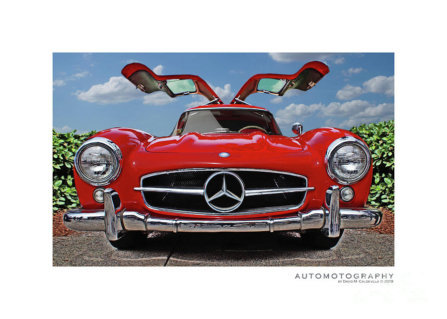 Mercedes Benz 300 SL Gull Wing Red Digital Art by David Caldevilla