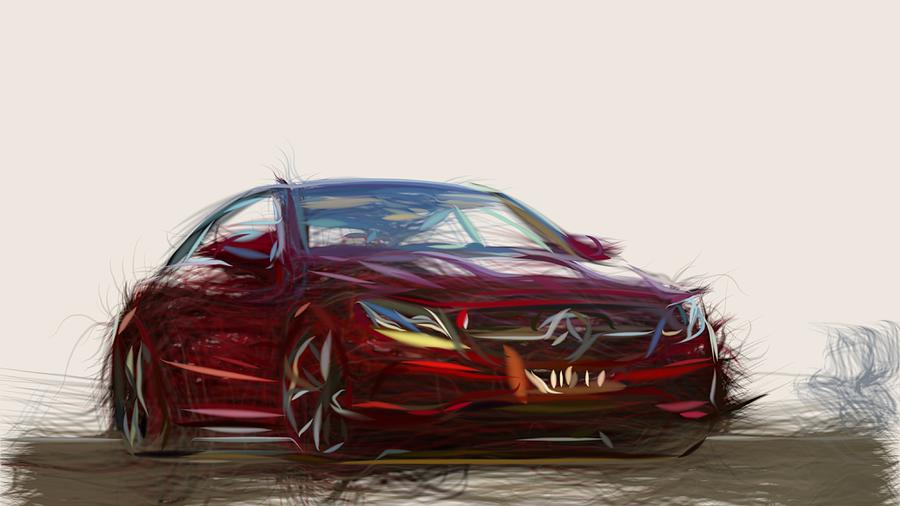 Mercedes Benz E Class Coupe Drawing Digital Art by CarsToon Concept