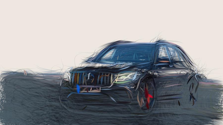 Mercedes Benz GLC63 S AMG Drawing Digital Art by CarsToon Concept