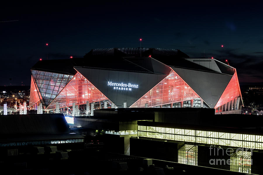 Mercedes Benz Stadium - Atlanta GA at Night Photograph by Sanjeev Singhal