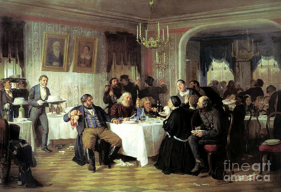 Merchants Funeral Banquet, 1870s Drawing by Heritage Images