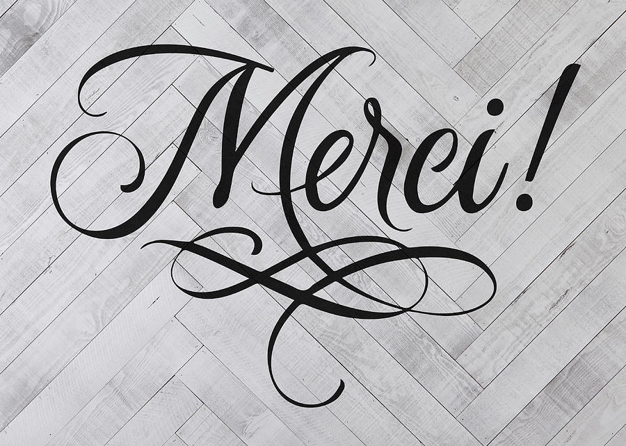 Vintage Mixed Media - Merci Farmhouse Sign Script Vintage Farm Retro Typography by Design Turnpike