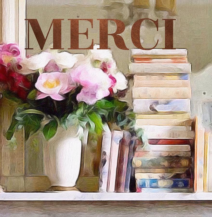 Merci With Flowers And Books Photograph