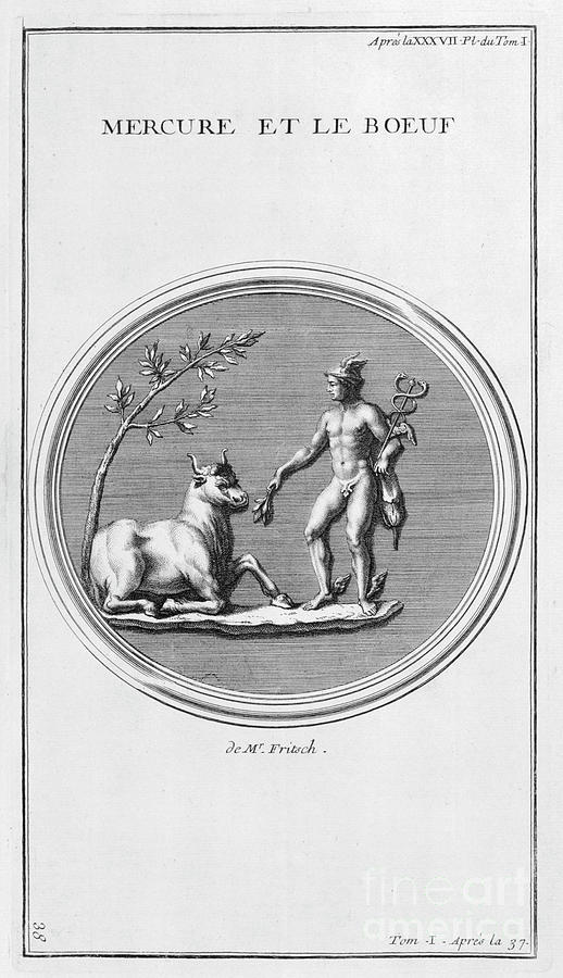 Mercury And The Ox, 1757. Artist Drawing by Print Collector