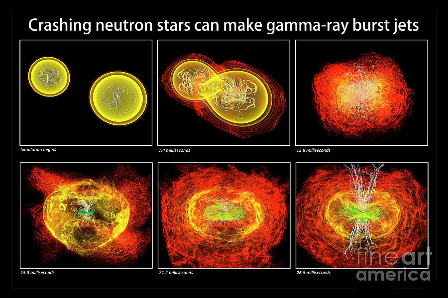 Space Photograph - Merger Of Two Neutron Stars by Nasa/aei/zib/m. Koppitz/l. Rezzolla/science Photo Library