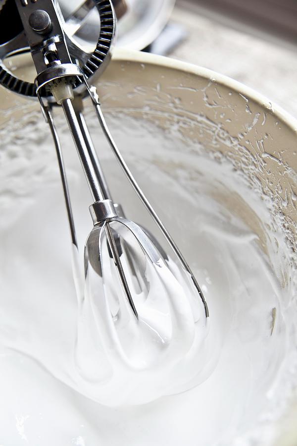Meringue Being Beaten With A Vintage Hand Whisk Photograph by George Blomfield