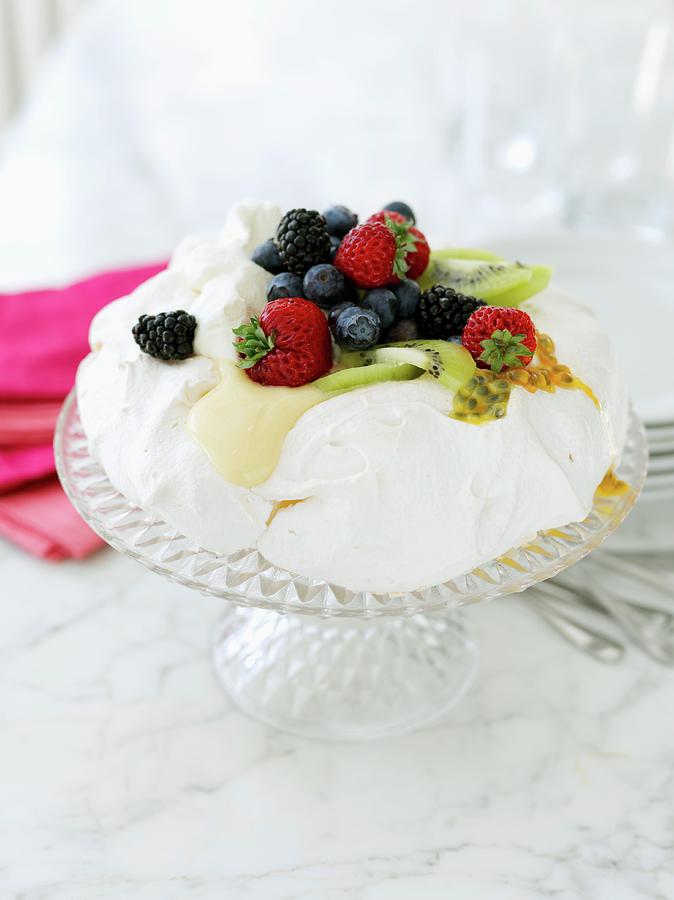 Meringue Cake With Fruit Photograph by Lina Eriksson