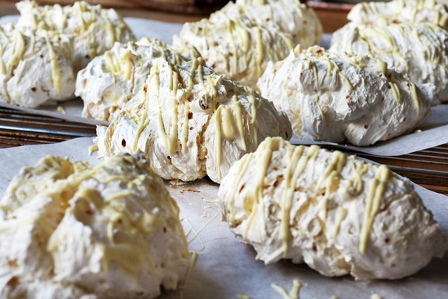 Meringue Cakes On Baking Paper Photograph by Lode Greven Photography