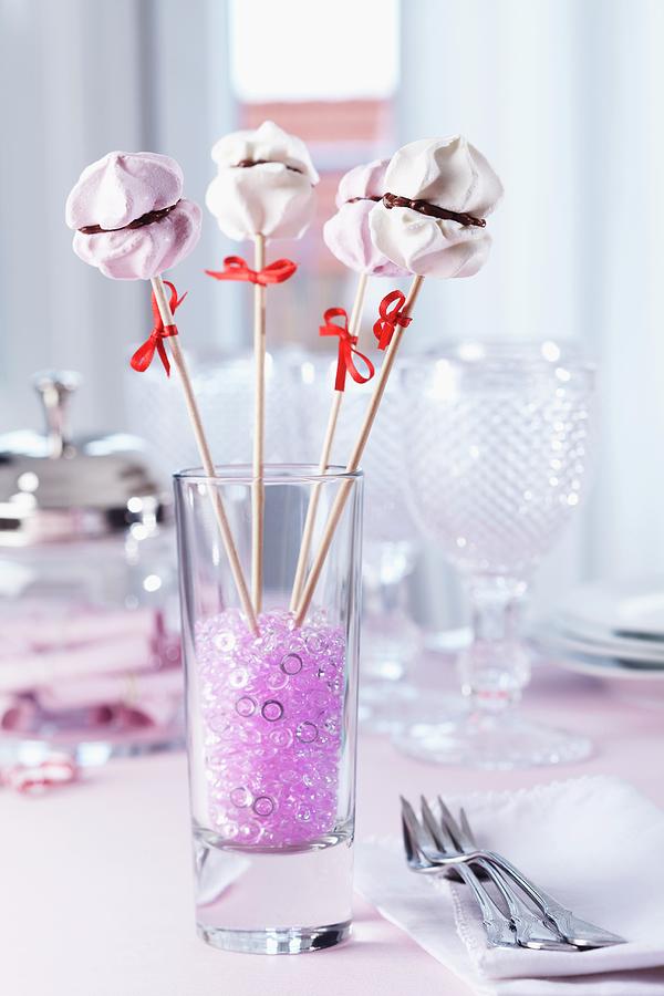 Meringue Lollies As Dessert And Table Decoration Photograph by Taube, Franziska