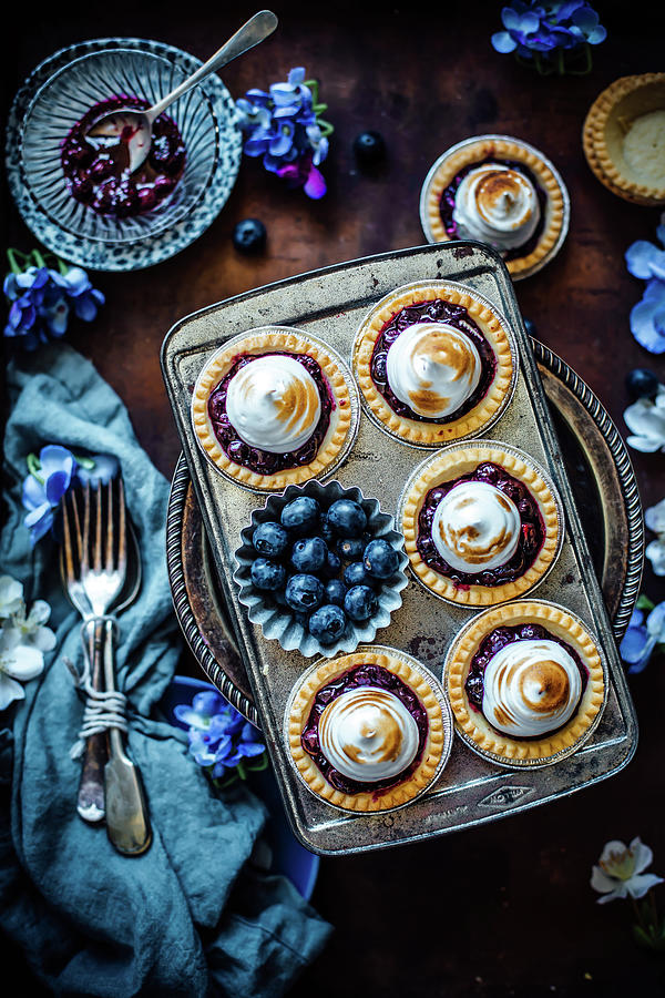 Meringue Tarts With Blueberries Photograph by Ghosh