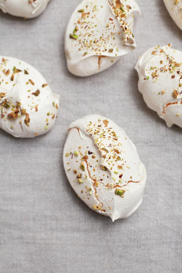 Meringues With Pistachios Photograph by Lisa Barber