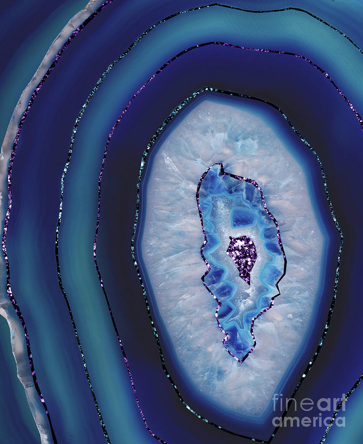 Color Mixed Media - Mermaid Agate with Purple Blue Glitter #1 #gem #decor #art by Anitas and Bellas Art