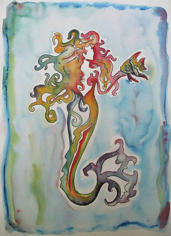 Mermaid and fish Painting by Lee Stockwell