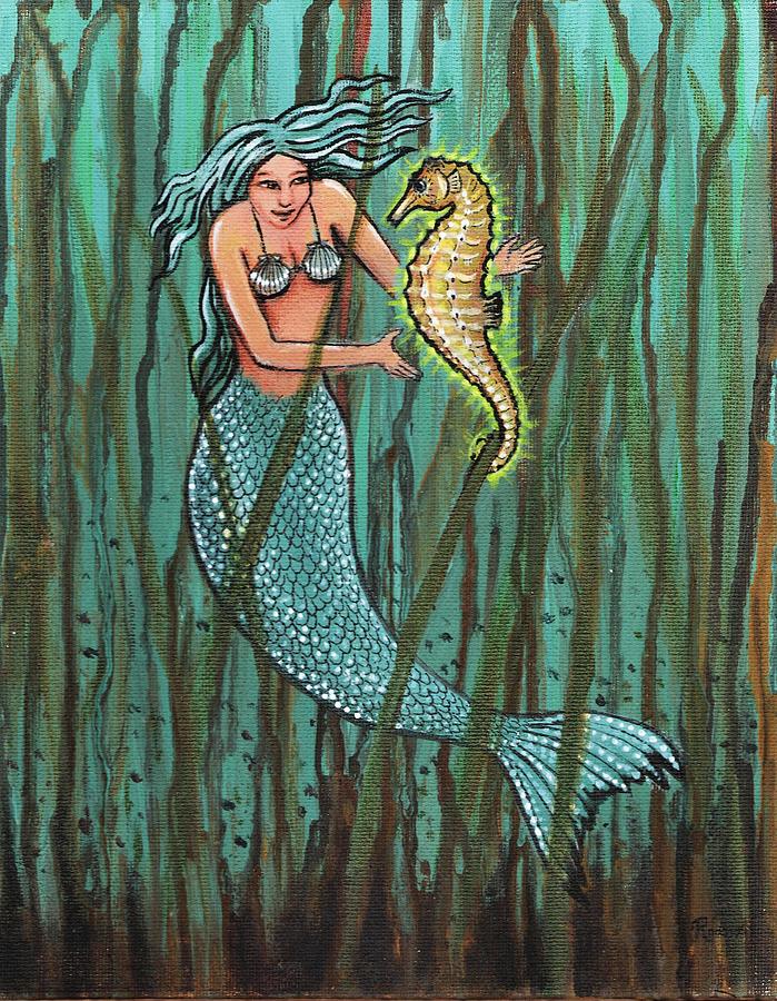 Mermaid and the Magic Seahorse Painting by James RODERICK