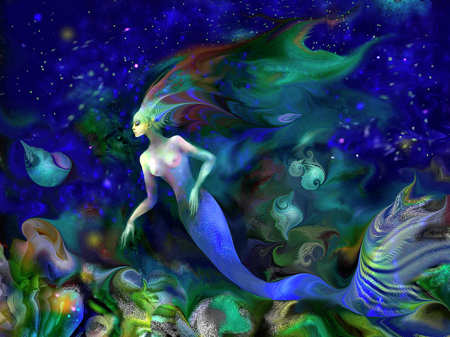 Mermaid Mixed Media - Mermaid Blue by Natalia Rudzina