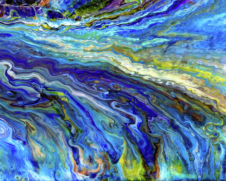 Mermaid Colors Abstract Blues Painting by Katy Hawk