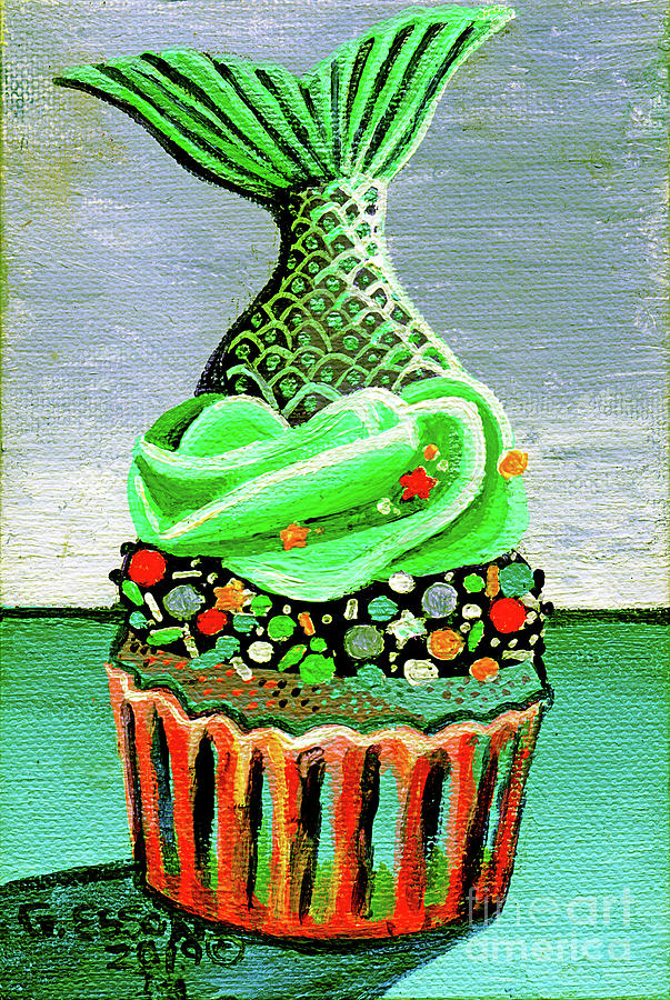 Mermaid Cupcake Painting by Genevieve Esson