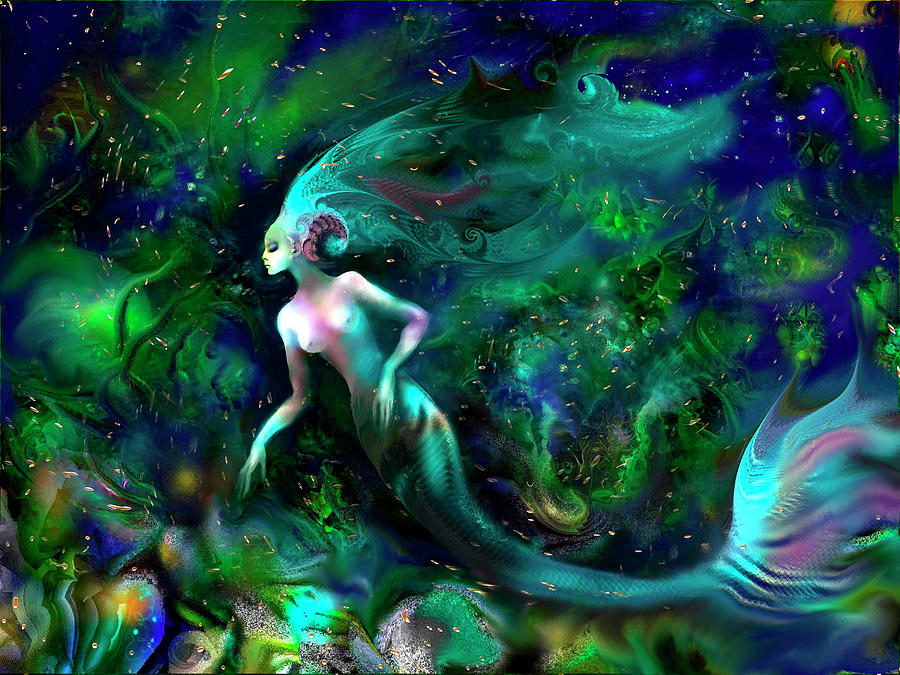 Mermaid Mixed Media - Mermaid Emerald by Natalia Rudzina