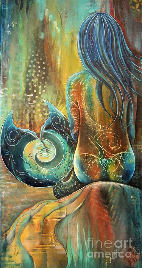 Mermaid Girl Painting by Reina Cottier