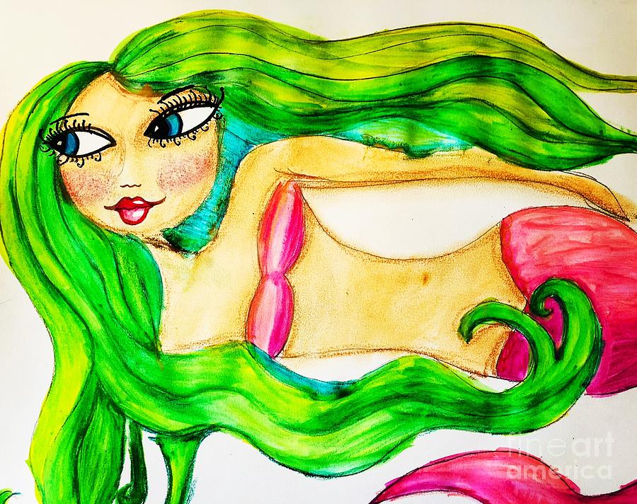 Mermaid Hair Drawing by Rebecca Williams
