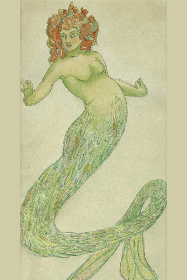 Mermaid Painting by Hannes Bok
