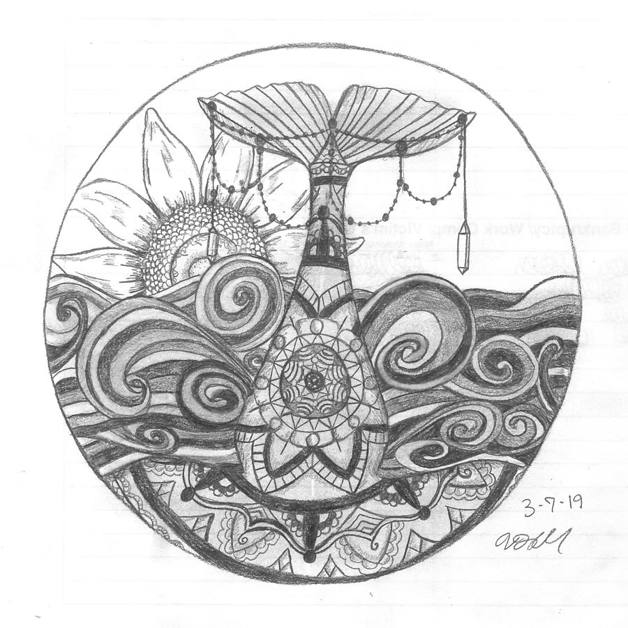 Mermaid Mandala Drawing by Alison Powell