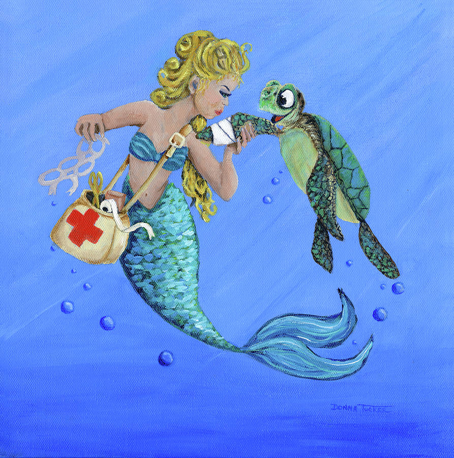 Mermaid Nurse Painting by Donna Tucker
