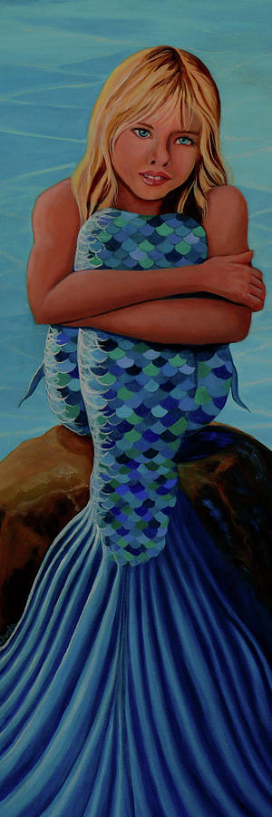 Mermaid on a Rock Painting by Susan Duda