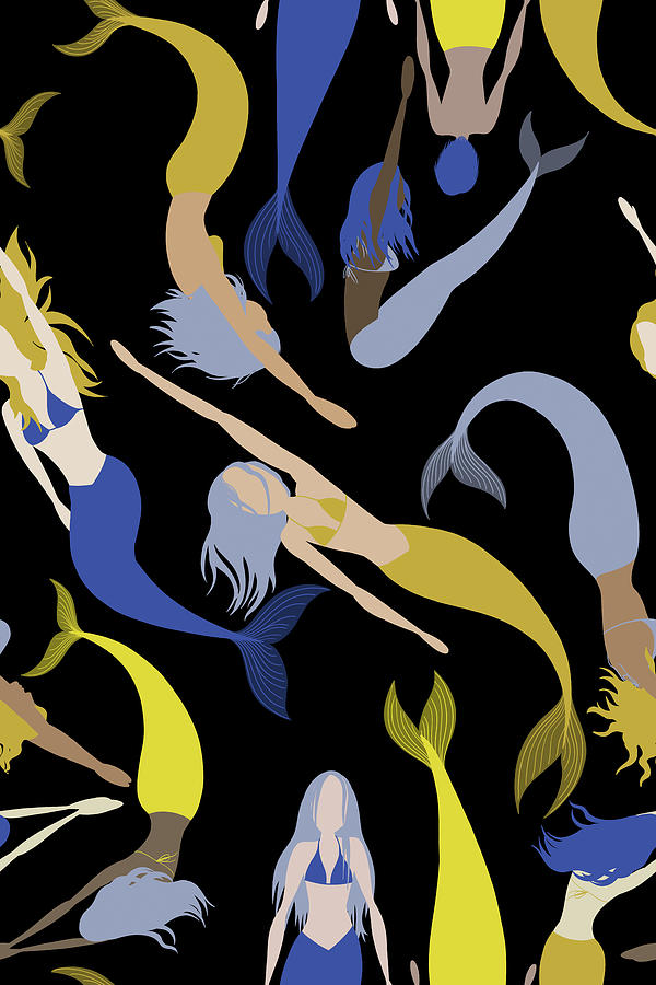 Fantasy Painting - Mermaid Pattern 1 by Si Design Loft