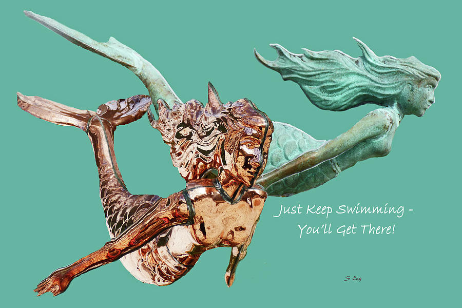 Mermaid Tandem - Keep Swimming 300 Painting by Sharon Williams Eng