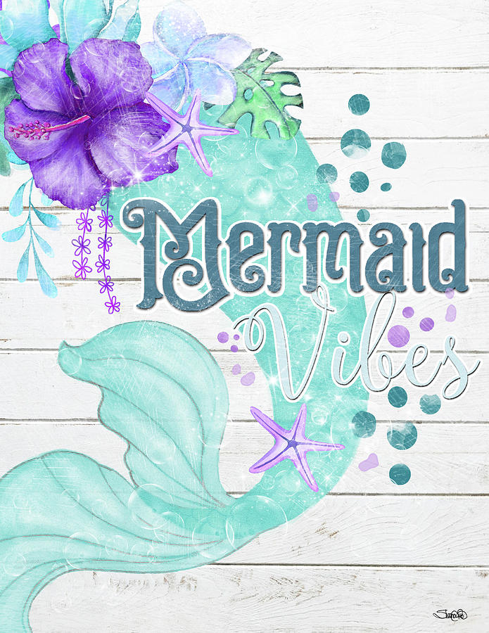 Typography Mixed Media - Mermaid Vibes by Sheena Pike Art And Illustration