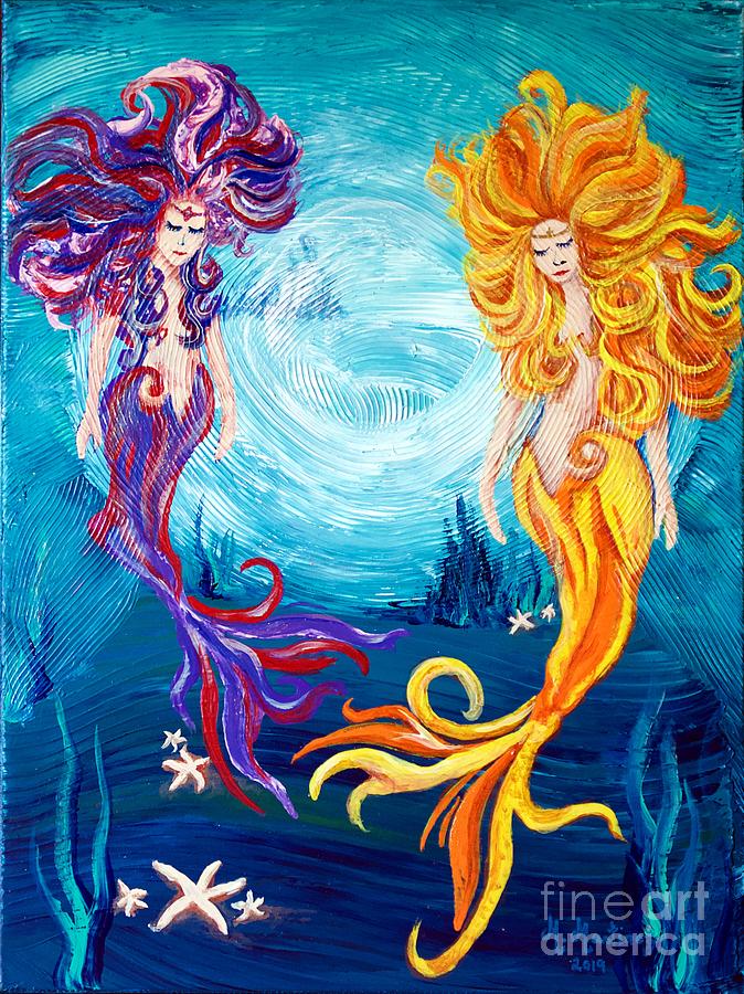 Mermaid Painting - Mermaids by Maria Martinez