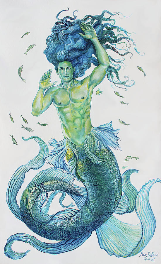 Aquaman Painting - Merman Clyde by Marc DeBauch
