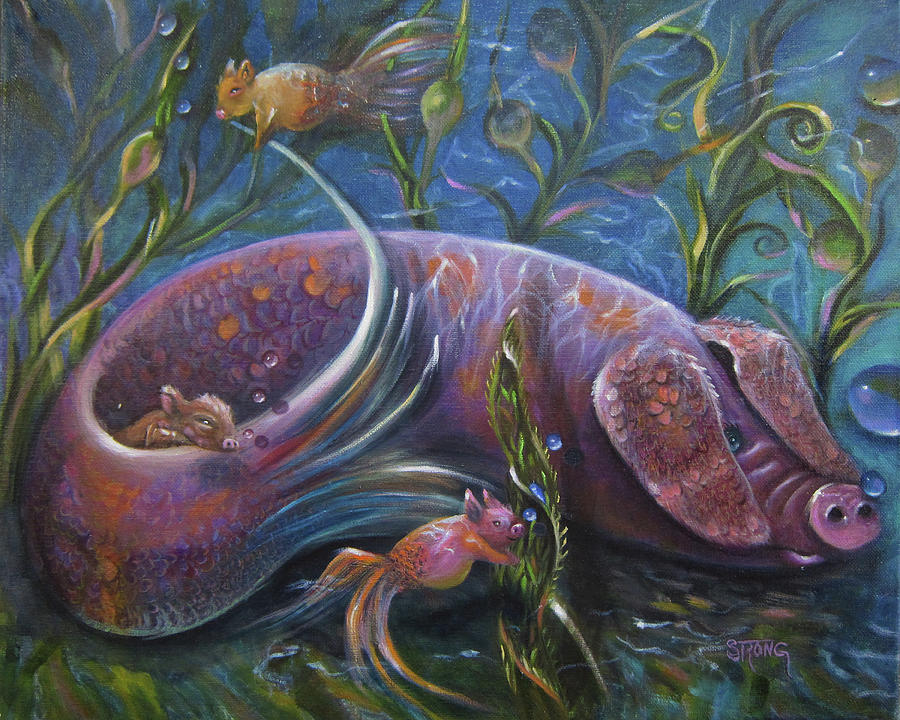 Merpig Painting by Sherry Strong