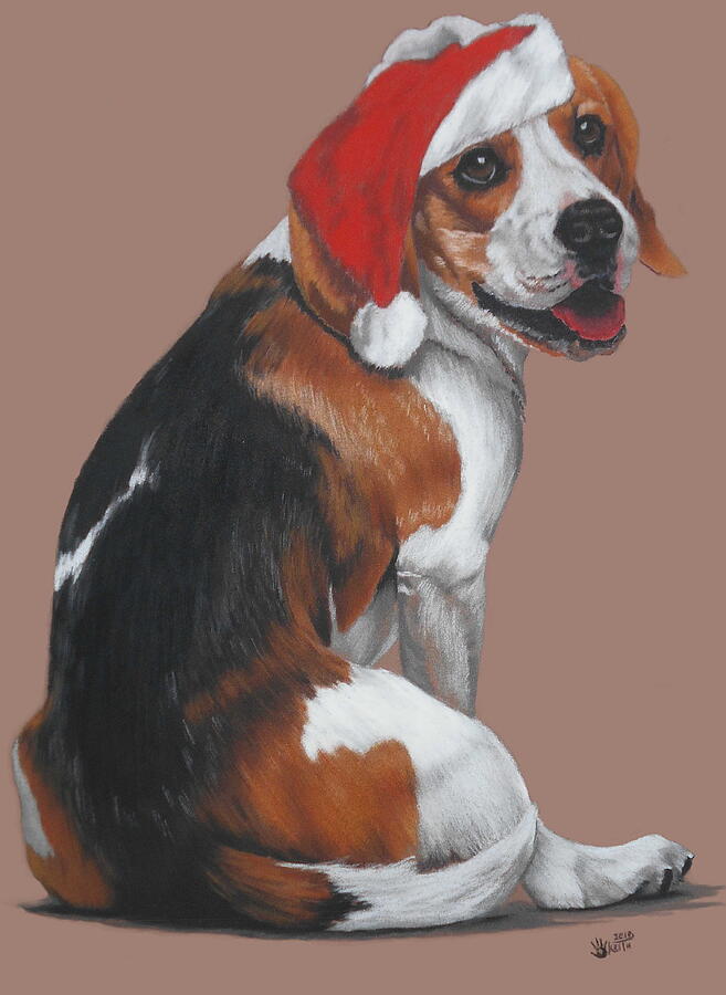 Dog Pastel - Merry Christmas by Barbara Keith