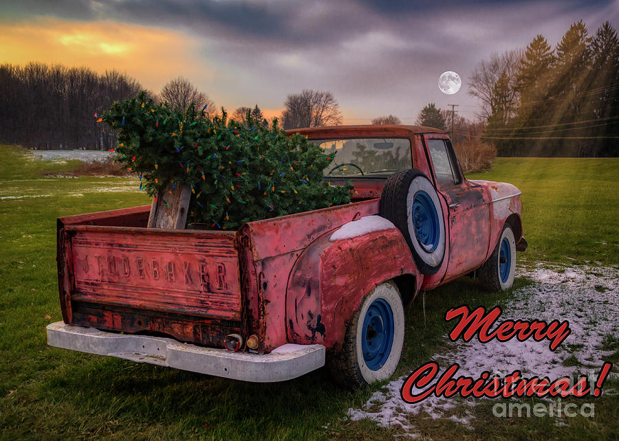 Merry Christmas Moon And The Old Studebaker Photograph by Janice Pariza