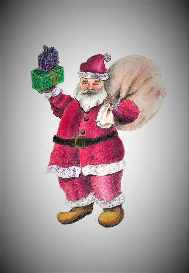 Rough Sketch Pattern of Santa Claus in Winter Snow · Creative Fabrica