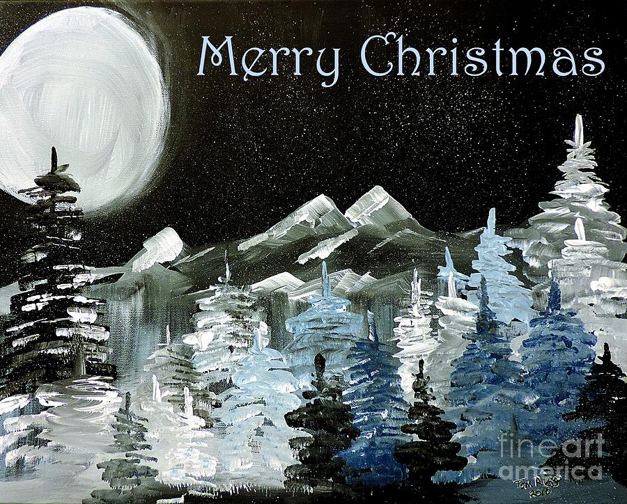Merry Christmas Winter Night Digital Art by Tom Riggs