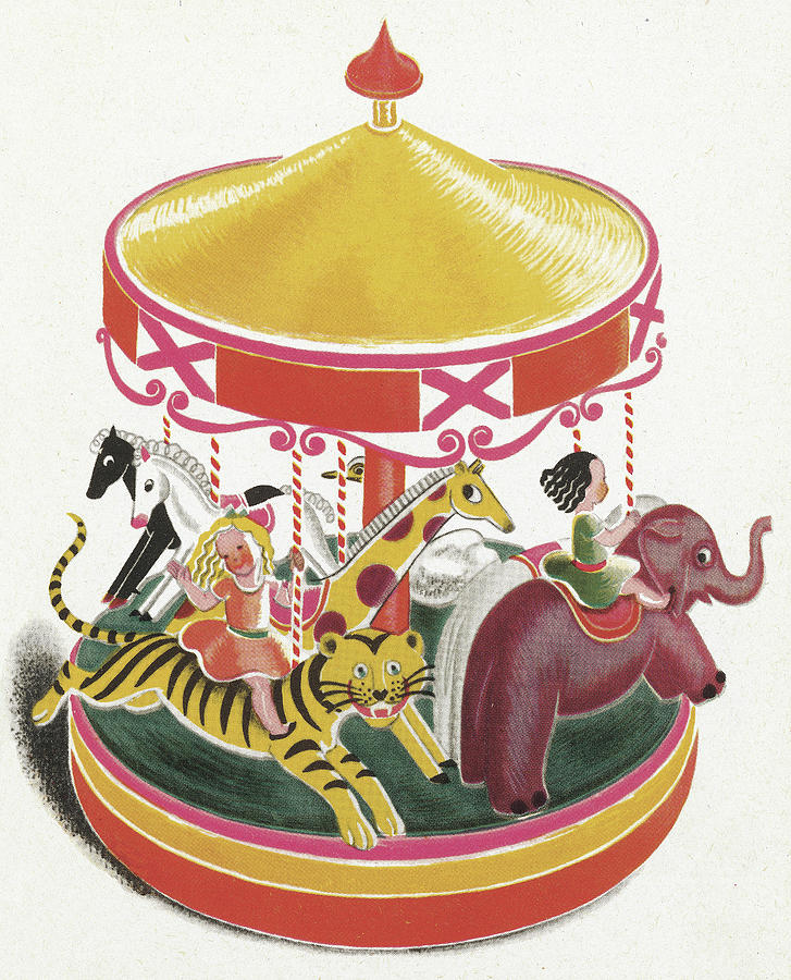 Vintage Drawing - Merry-go-Round by CSA Images