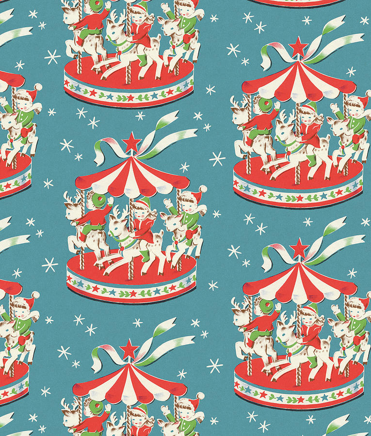 Christmas Drawing - Merry Go Round Pattern by CSA Images