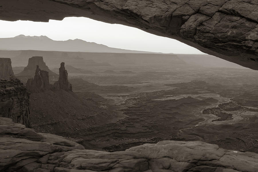 Mesa Arch and Canyonlands Sepia Landscape Photograph by Gregory Ballos