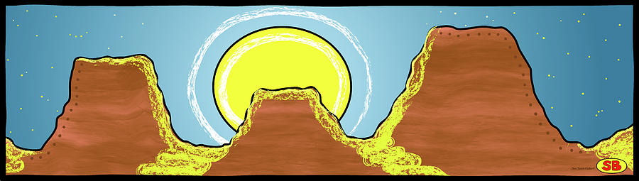Desert Digital Art - Mesa Moonrise by Susan Bird Artwork