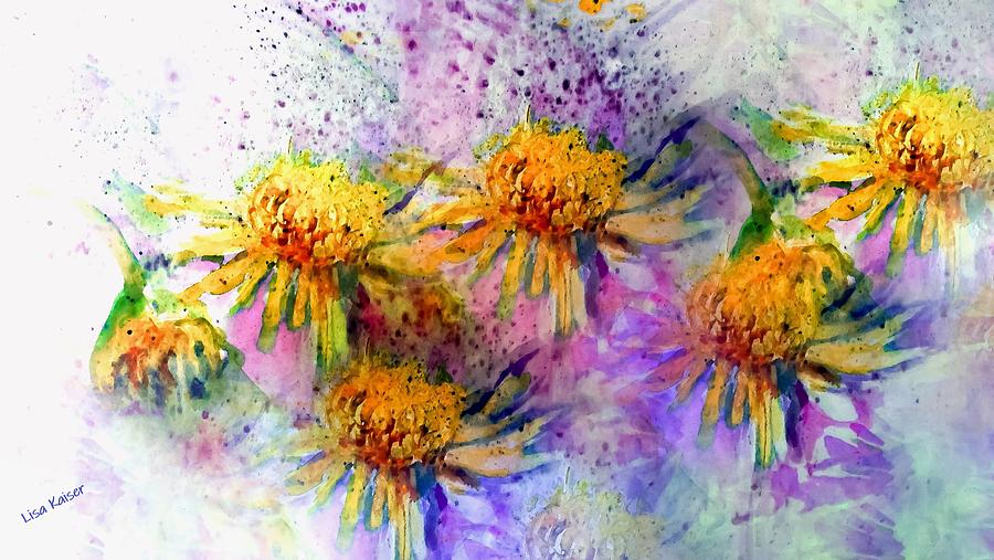 Messy Watercolor Flowers Painting by Lisa Kaiser